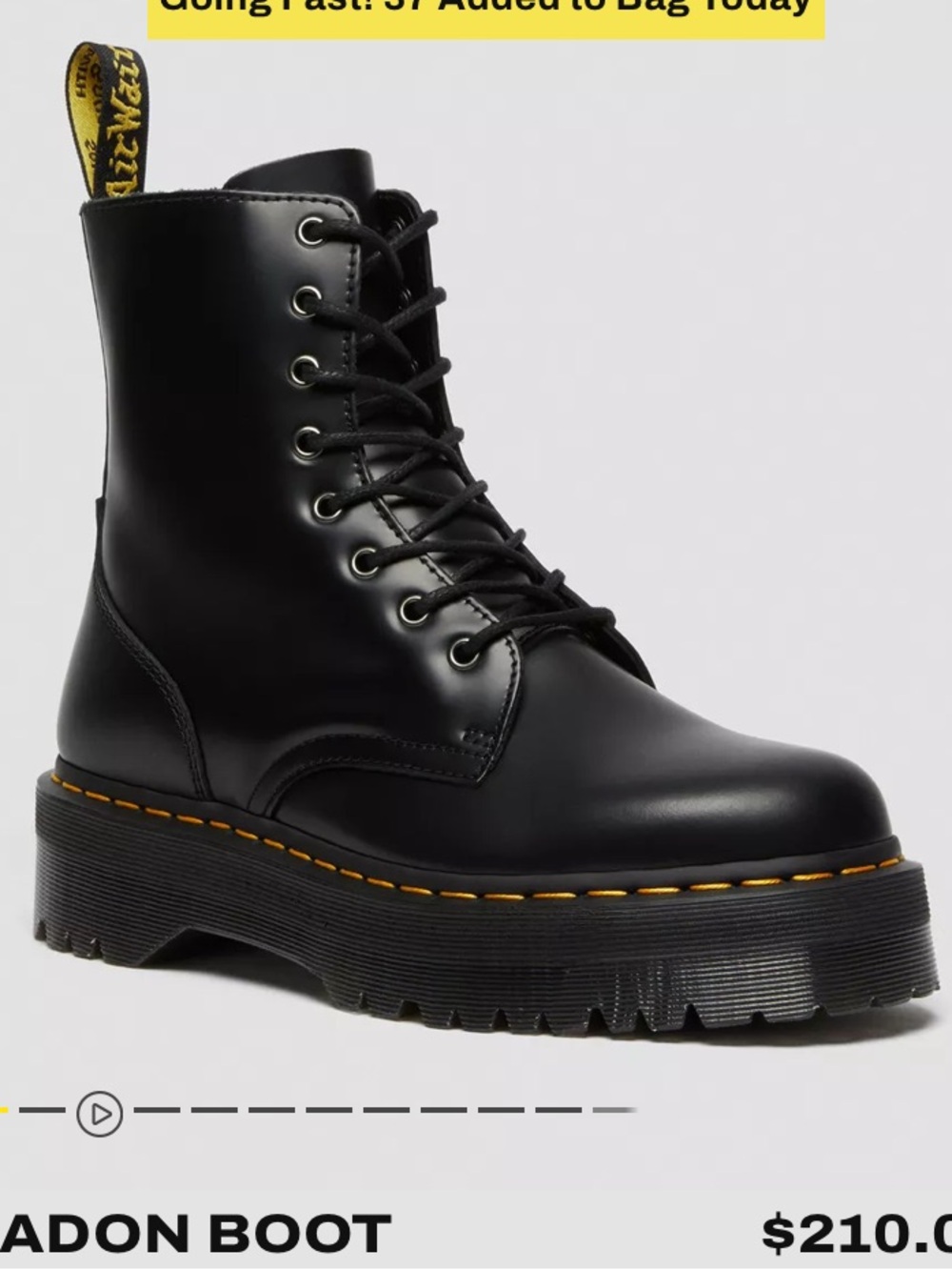 Dr. Martens Jadon Black Leather platform boots size 7 EUC